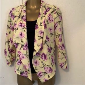 M Michel floral blazer open front